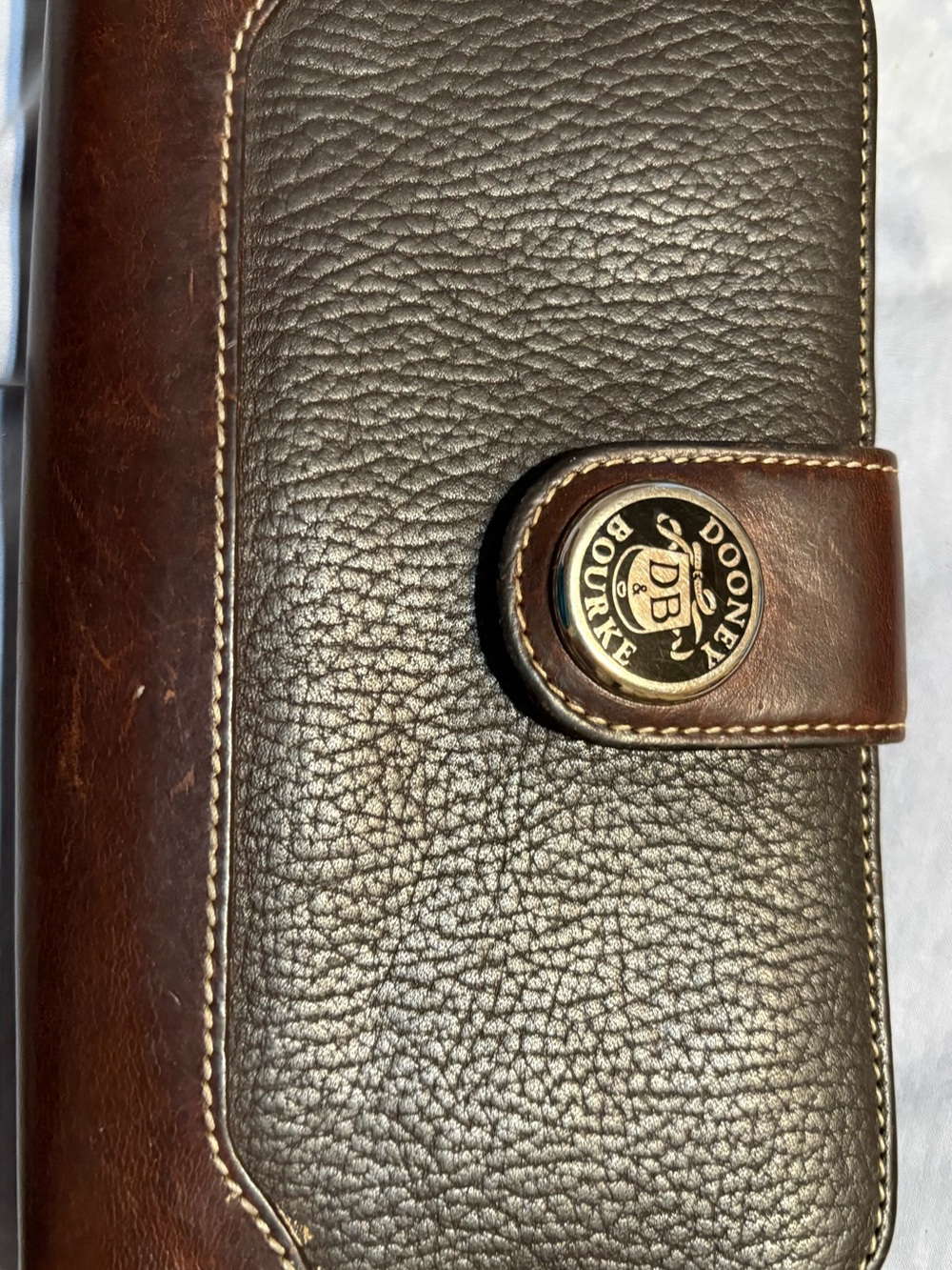 Dooney & Bourke Brown Pebbled Leather Key & Card Holder